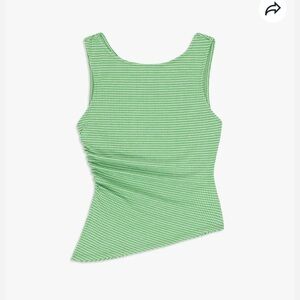 Lisa Says Gah Asymmetrical Ribbed Green Erin Tank Top